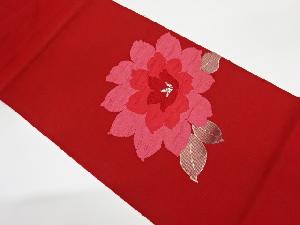 アンティーク　手織り紬膨れ織花模様織出し名古屋帯